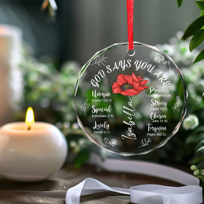 Christian Bible Verse Affirmation Christmas Decor - Glass Ornament