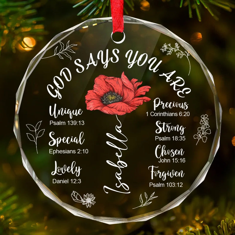 You Are Beautiful Like A Flower - Affirmation Personalized Custom Circle Glass Ornament - Christmas Gift For Yourself