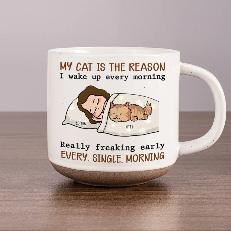 My Pets Are The Reason I Wake Up Every Morning - Dog & Cat Personalized Custom Printed Pottery Mug - Gift For Pet Owners, Pet Lovers