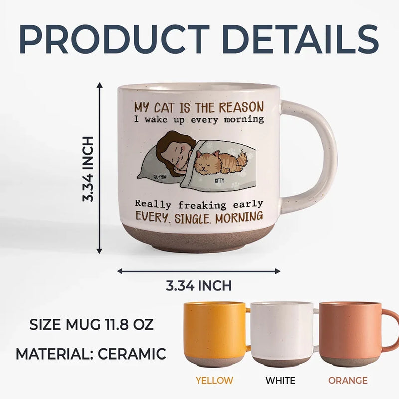My Pets Are The Reason I Wake Up Every Morning - Dog & Cat Personalized Custom Printed Pottery Mug - Gift For Pet Owners, Pet Lovers