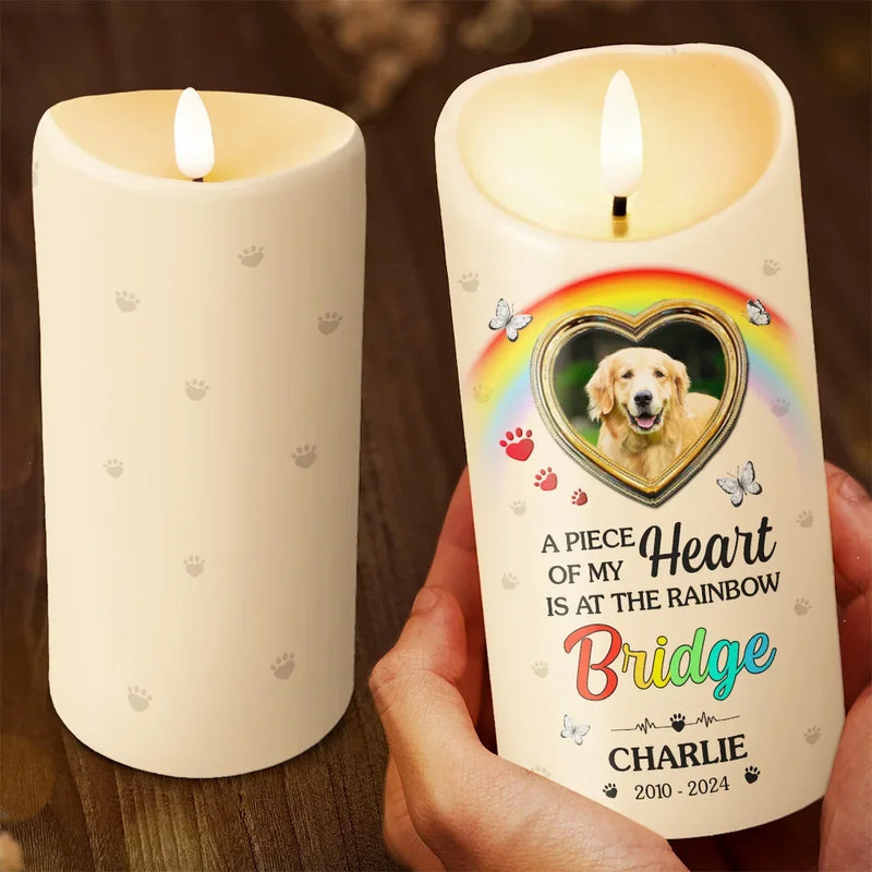 Custom Photo I Wish The Rainbow Bridge Had Visiting Hours - Memorial Personalized Custom LED Candle - Sympathy Gift, Christmas Gift For Pet Owners, Pet Lovers