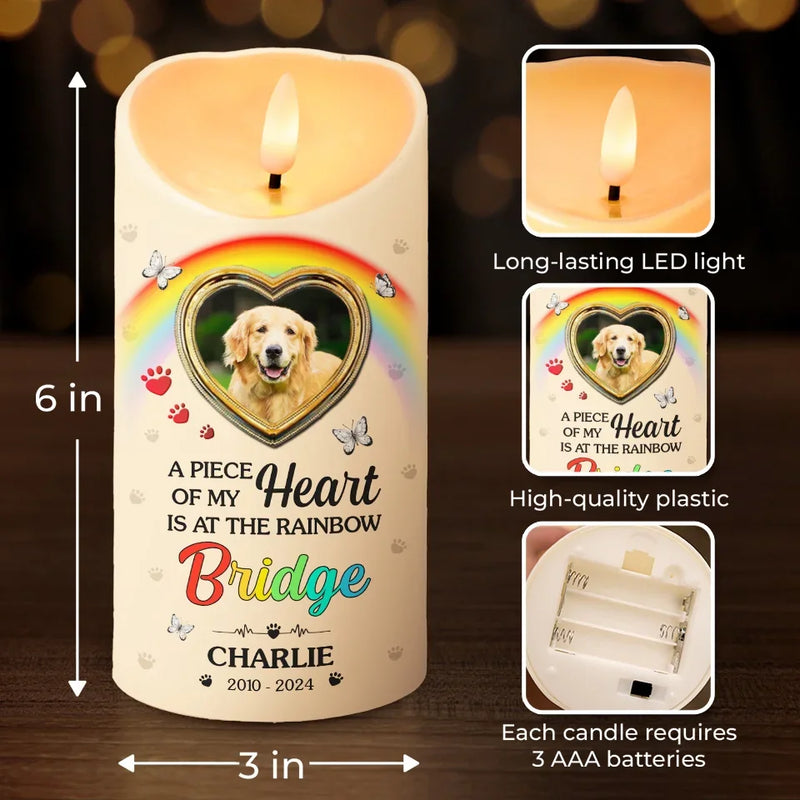 Custom Photo I Wish The Rainbow Bridge Had Visiting Hours - Memorial Personalized Custom LED Candle - Sympathy Gift, Christmas Gift For Pet Owners, Pet Lovers