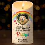 Custom Pet Photo Rainbow Bridge Memorial Decor - Personalized LED Candle