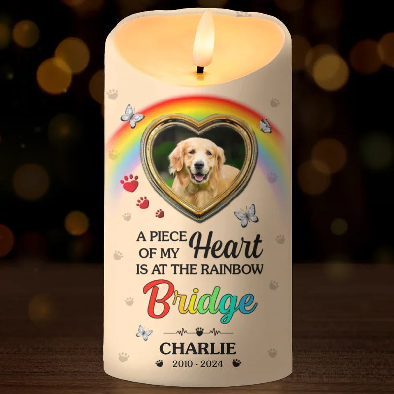 Custom Photo I Wish The Rainbow Bridge Had Visiting Hours - Memorial Personalized Custom LED Candle - Sympathy Gift, Christmas Gift For Pet Owners, Pet Lovers