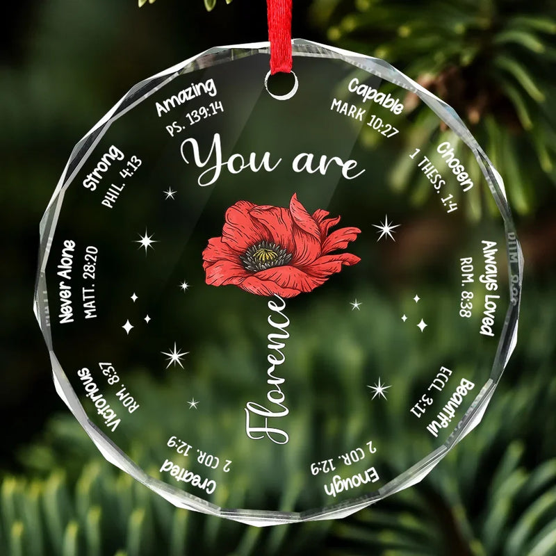 Custom Name Christian Bible Verse Gifts - Personalized Glass Ornament