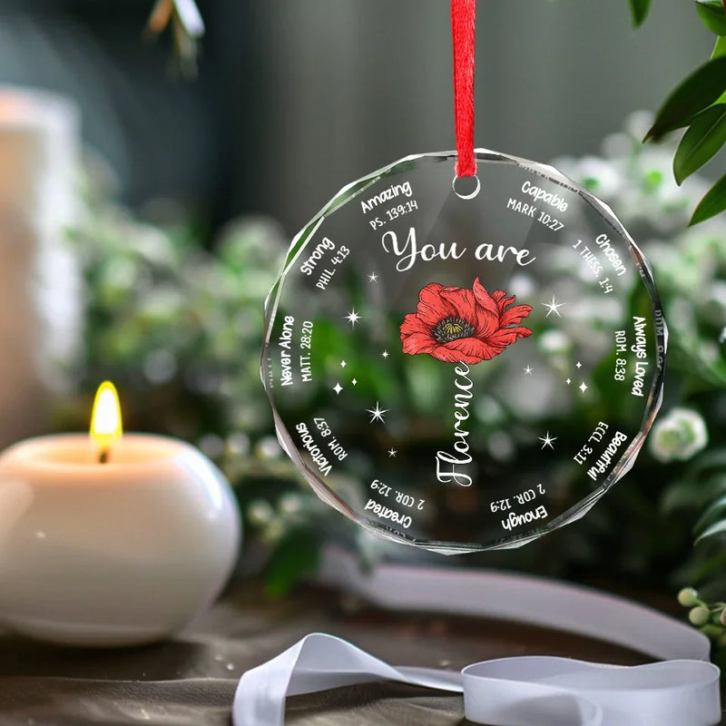 You Are Amazing - Affirmation Personalized Custom Circle Glass Ornament - Christmas Gift For Yourself