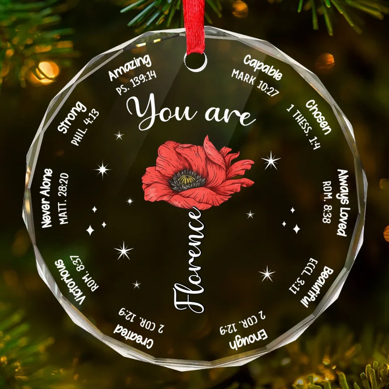 You Are Amazing - Affirmation Personalized Custom Circle Glass Ornament - Christmas Gift For Yourself