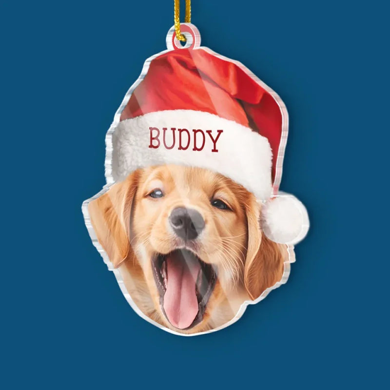 Custom Photo Furry Kisses And Christmas Wishes - Dog & Cat Personalized Custom Ornament - Acrylic Custom Shaped - Christmas Gift For Pet Owners, Pet Lovers