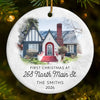 Custom Photo There's Snow Place Like Home - Family Personalized Custom Ornament - Ceramic Round Shaped - Christmas Gift For Family Members, First Christmas
