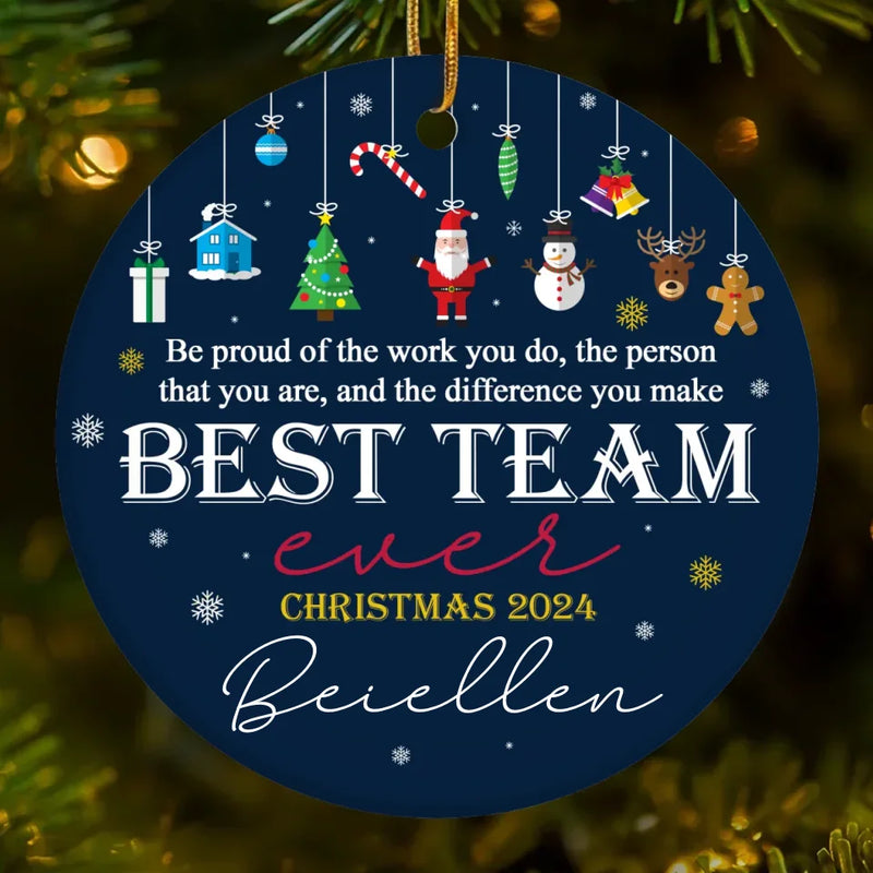 Custom Name Christmas Team Gifts - Personalized Ceramic Ornament