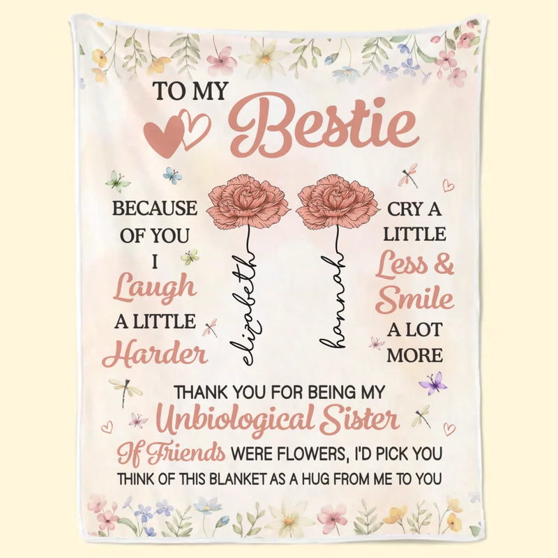 Bestie By My Side - Bestie Personalized Custom Blanket - Gift For Best Friends, BFF, Sisters