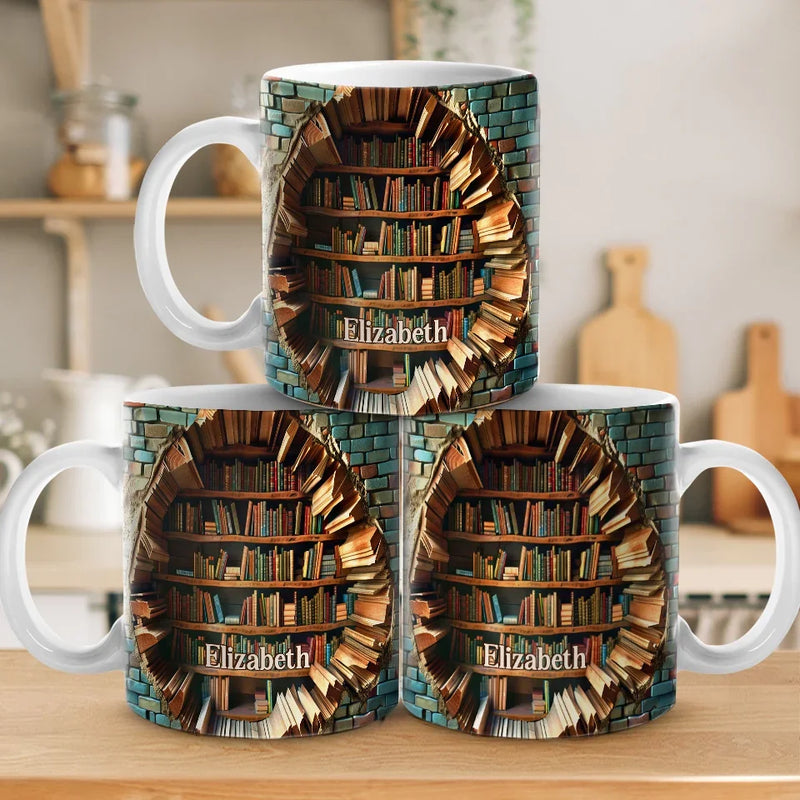 Custom Name Bookshelf Gifts for Book Lovers - Personalized Mugs