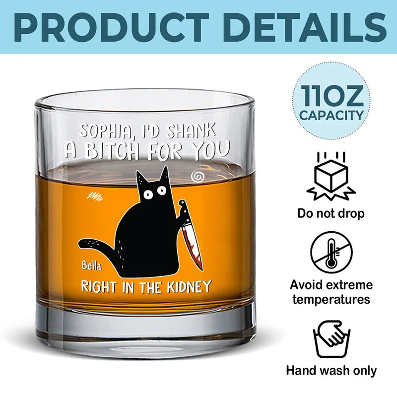 I'd Go To The Ends Of The Earth For You - Funny  Personalized Custom Whiskey Glass - Christmas Gift For Best Friends, Sisters, Family Members, Coworkers