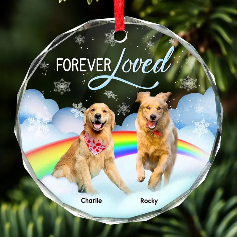 Custom Photo The Love We Shared Will Never Fade - Memorial Personalized Custom Circle Glass Ornament - Sympathy Gift, Christmas Gift For Pet Owners, Pet Lovers