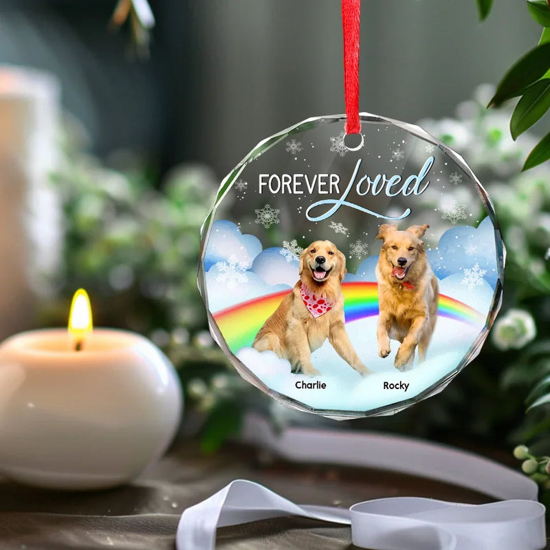 Custom Photo The Love We Shared Will Never Fade - Memorial Personalized Custom Circle Glass Ornament - Sympathy Gift, Christmas Gift For Pet Owners, Pet Lovers