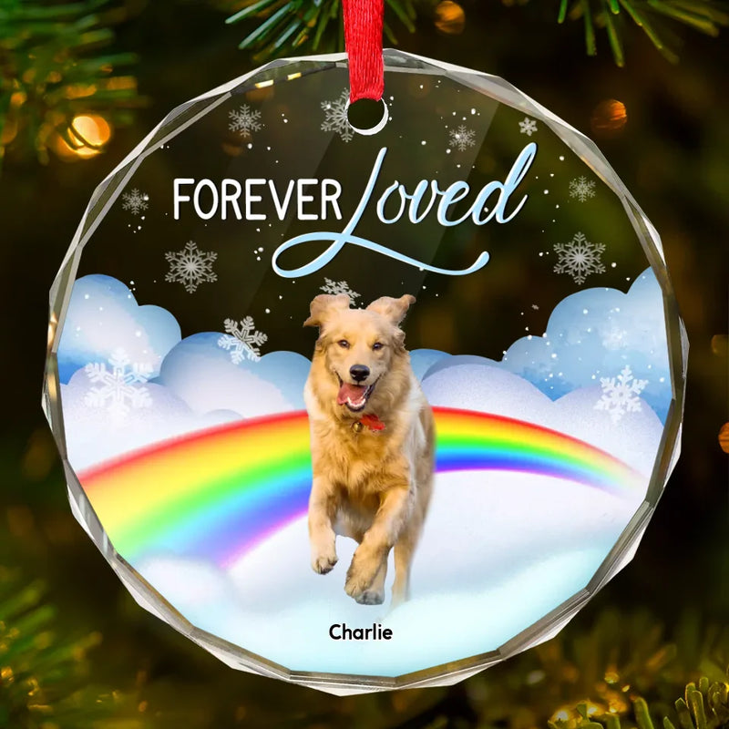Custom Photo The Love We Shared Will Never Fade - Memorial Personalized Custom Circle Glass Ornament - Sympathy Gift, Christmas Gift For Pet Owners, Pet Lovers