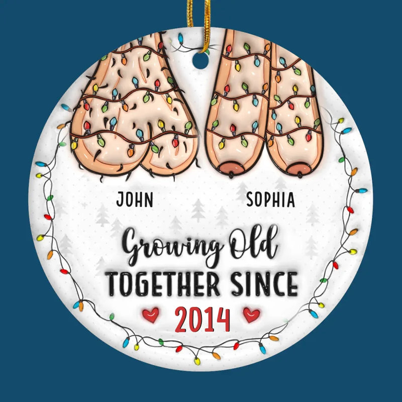 A Lifetime Is Never Enough With You - Couple Personalized Custom 3D Inflated Effect Printed Ornament - Ceramic Round Shaped - New Arrival, Christmas Gift For Husband Wife, Anniversary AMZ