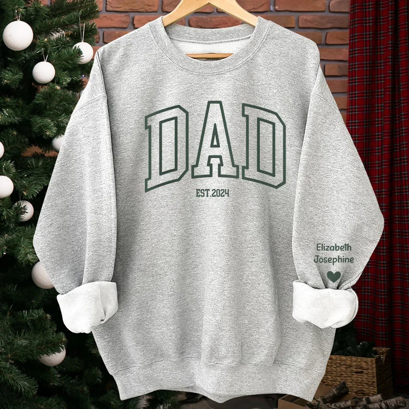 Being A Father Is A Title, But Being A Dad Is A Privilege - Family Personalized Custom Unisex Sweatshirt With Design On Sleeve - Gift For Dad, Grandpa