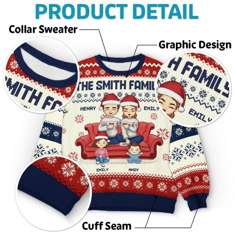 Home Is Where Family And Pets Bring Joy - Family Personalized Custom Ugly Sweatshirt - Unisex Wool Jumper - Christmas Gift For Family Members, Pet Owners, Pet Lovers