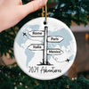 Travel All Around The World - Travel Personalized Custom Ornament - Ceramic Round Shaped - Christmas Gift For Family Members, Gift For Adventure Travel Lovers