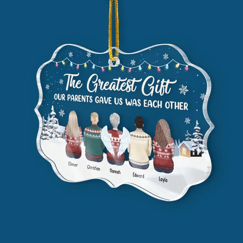 Unwrapping Presents And Creating Memories With My Amazing Siblings - Family Personalized Custom Ornament - Acrylic Custom Shaped - Christmas Gift For Family Members, Siblings, Brothers, Sisters