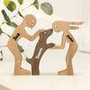 Love Makes A Family - Dog & Cat Personalized Custom Shaped Wooden Art Puzzle - Wooden Pet Carvings, Wood Sculpture Table Ornaments, Carved Wood Decor - Gift For Pet Owners, Pet Lovers