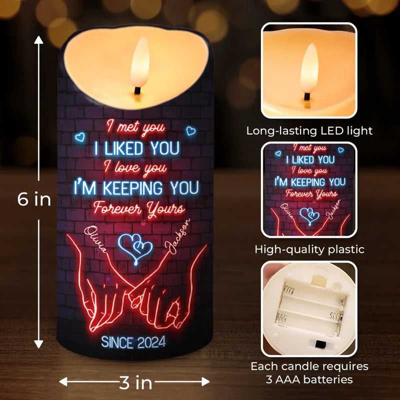 Custom Name Forever Love Gifts for Couples - Personalized LED Candle