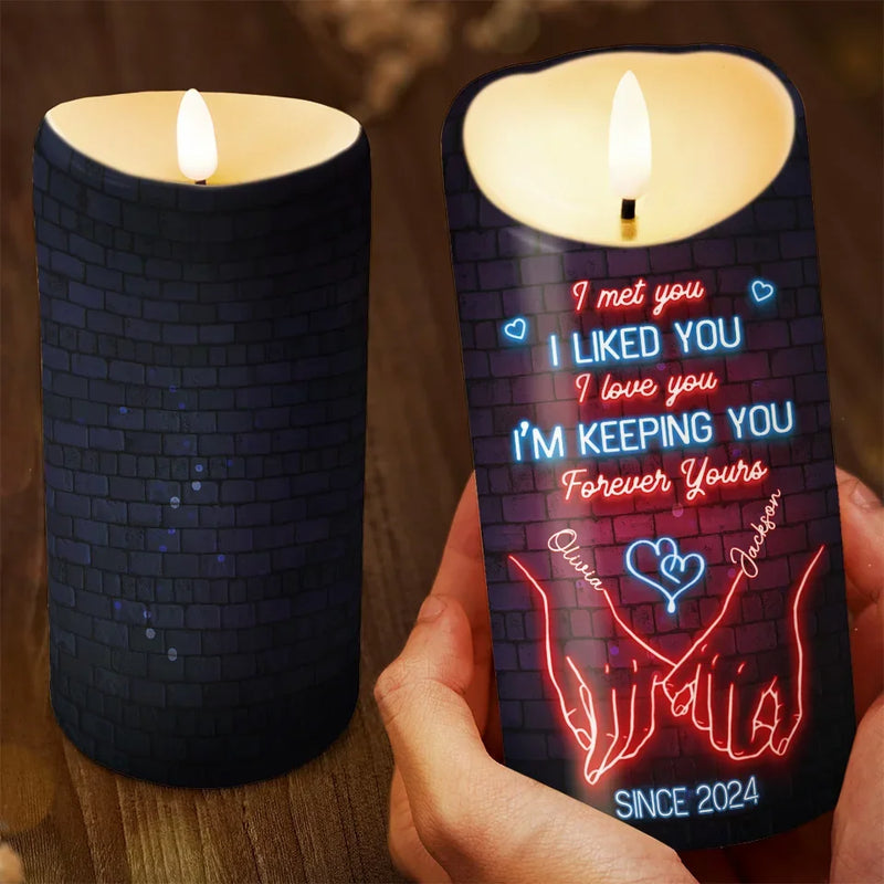 Custom Name Forever Love Gifts for Couples - Personalized LED Candle