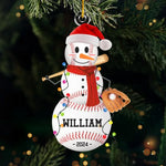 Custom Name Baseball Snowman Christmas Gifts for Baseball Players - Personalized Ornament