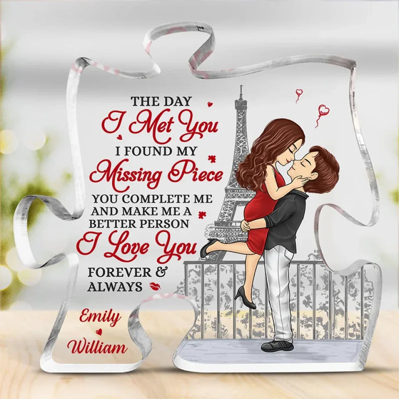 Custom Name Eiffel Tower Couple Gifts - Personalized Shaped Acrylic Plaque