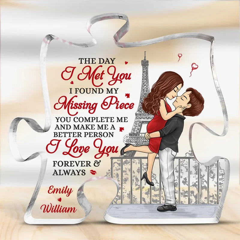 Custom Name Eiffel Tower Couple Gifts - Personalized Shaped Acrylic Plaque