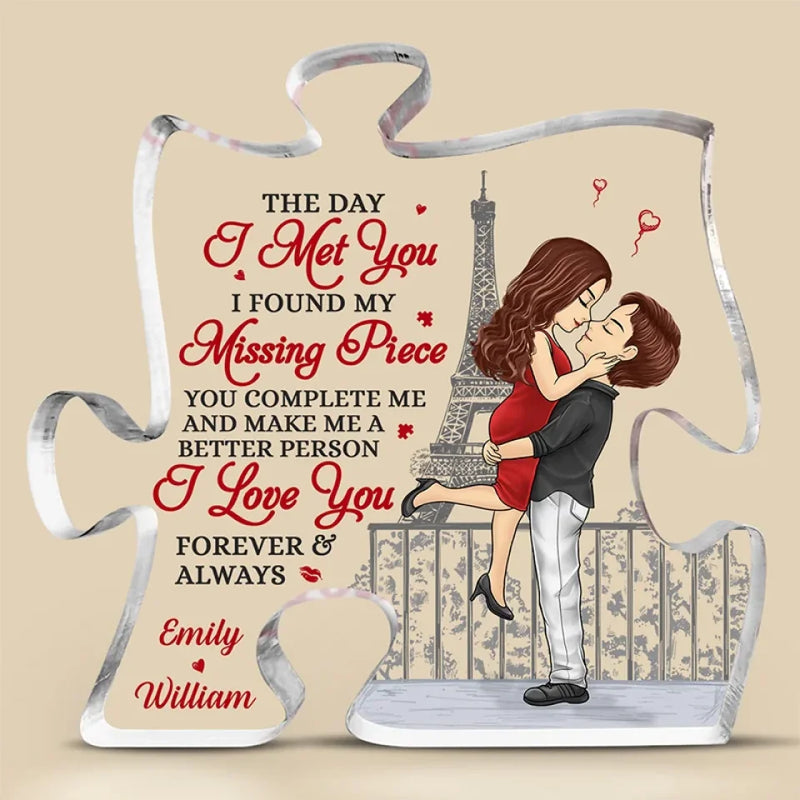 Custom Name Eiffel Tower Couple Gifts - Personalized Shaped Acrylic Plaque