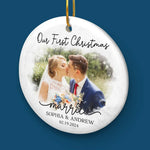Custom Photo First Christmas Wedding Gifts for Couples - Personalized Ceramic Ornament