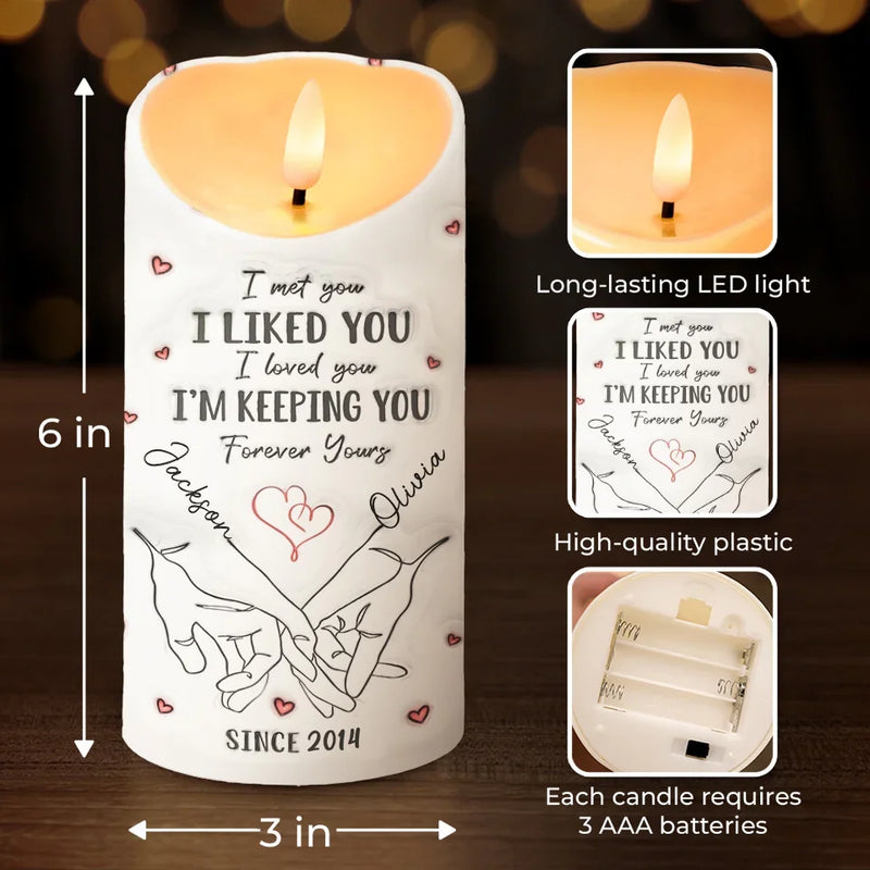 I Promise To Hold You Close, Now And Forever - Couple Personalized Custom 3D Inflated Effect Printed LED Candle -  Christmas Gift For Husband Wife, Anniversary