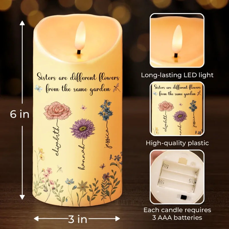 Custom Name Sister Gifts - Personalized LED Candle