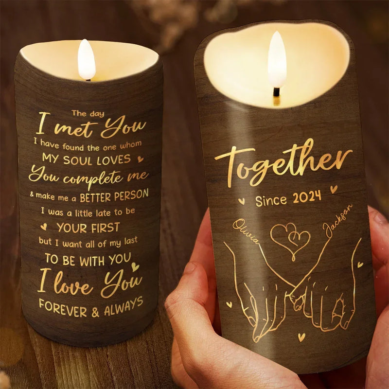 With You, I Have Everything I Need - Couple Personalized Custom LED Candle - Christmas Gift For Husband Wife, Anniversary