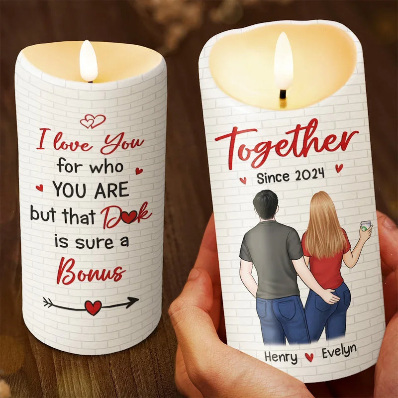 You Make My Heart Smile - Couple Personalized Custom LED Candle - Christmas Gift For Husband Wife, Anniversary