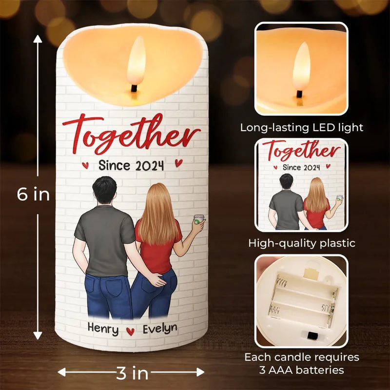 You Make My Heart Smile - Couple Personalized Custom LED Candle - Christmas Gift For Husband Wife, Anniversary