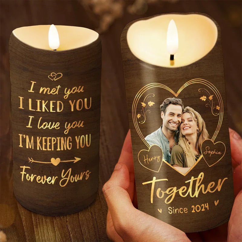 Custom Photo Love Is A Journey Best Traveled Together - Couple Personalized Custom LED Candle - Christmas Gift For Husband Wife, Anniversary