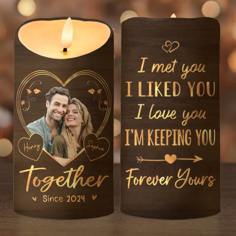 Custom Photo Love Is A Journey Best Traveled Together - Couple Personalized Custom LED Candle - Christmas Gift For Husband Wife, Anniversary