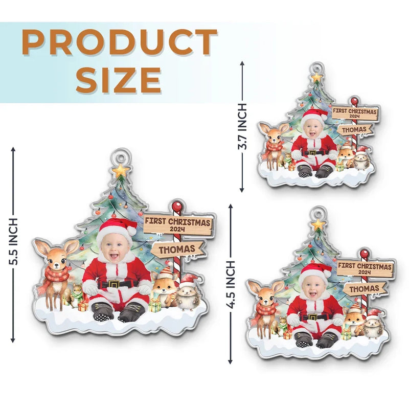 Custom Photo Under The Mistletoe With My Little Bundle Of Joy - Family Personalized Custom Ornament - Acrylic Custom Shaped - New Arrival, Christmas Gift For Baby Kids, Newborn Baby, First Christmas AMZ