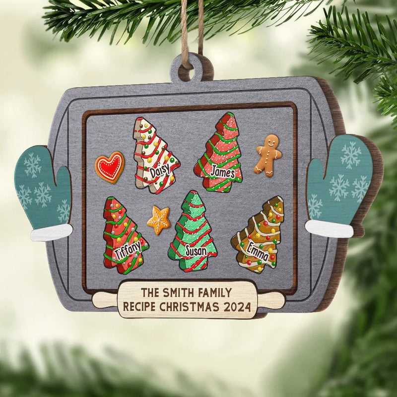 The Family Recipe Christmas - Family Personalized Custom Ornament - Wood Custom Shaped - Christmas Gift For Family Members