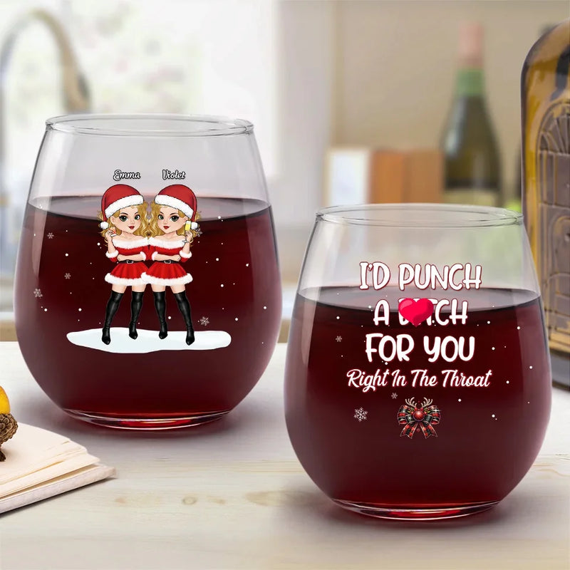 Friends ‘Till The End - Bestie Personalized Custom Wine Glass - Christmas Gift For Best Friends, BFF, Sisters