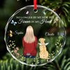 No Longer By My Side But Forever In My Heart - Memorial Personalized Custom Circle Glass Ornament - Sympathy Gift, Christmas Gift For Pet Owners, Pet Lovers