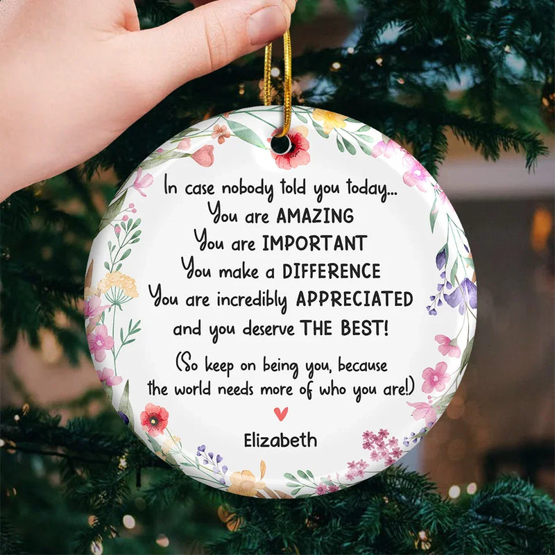 Never Forget The Difference You Make - Bestie Personalized Custom Ornament - Ceramic Round Shaped - Christmas Gift, Birthday Gift For Best Friends, Family Members, Coworkers, Yourself