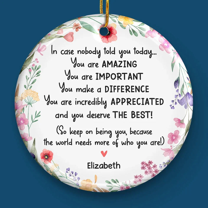 Never Forget The Difference You Make - Bestie Personalized Custom Ornament - Ceramic Round Shaped - Christmas Gift, Birthday Gift For Best Friends, Family Members, Coworkers, Yourself