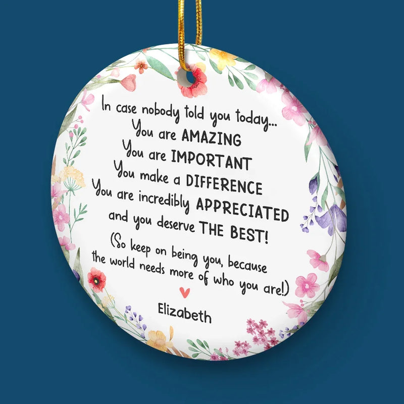 Never Forget The Difference You Make - Bestie Personalized Custom Ornament - Ceramic Round Shaped - Christmas Gift, Birthday Gift For Best Friends, Family Members, Coworkers, Yourself