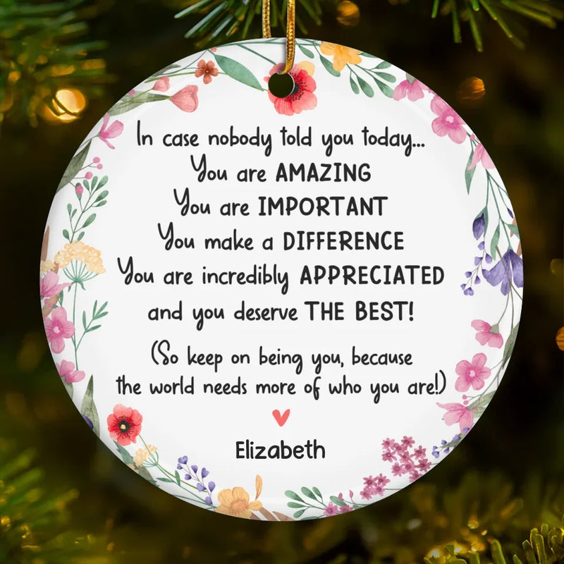 Never Forget The Difference You Make - Bestie Personalized Custom Ornament - Ceramic Round Shaped - Christmas Gift, Birthday Gift For Best Friends, Family Members, Coworkers, Yourself