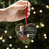 Custom Photo Those We Love Don't Go Away, They Walk Beside Us Everyday - Memorial Personalized Custom Heart Glass Ornament - Sympathy Gift, Christmas Gift For Family Members