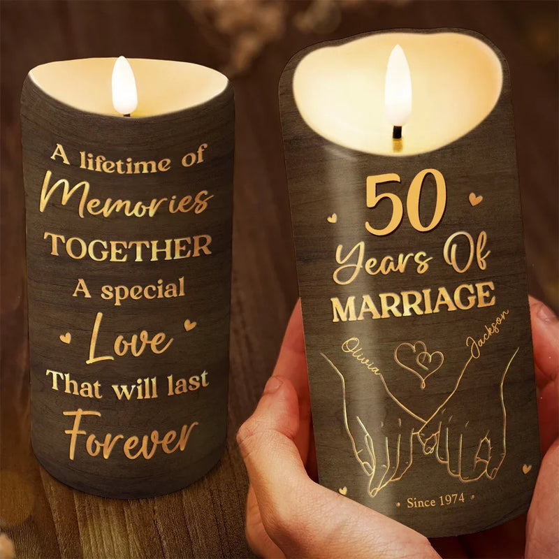 Fingers Entwined, Hearts Aligned - Couple Personalized Custom LED Candle - Christmas Gift For Husband Wife, Anniversary